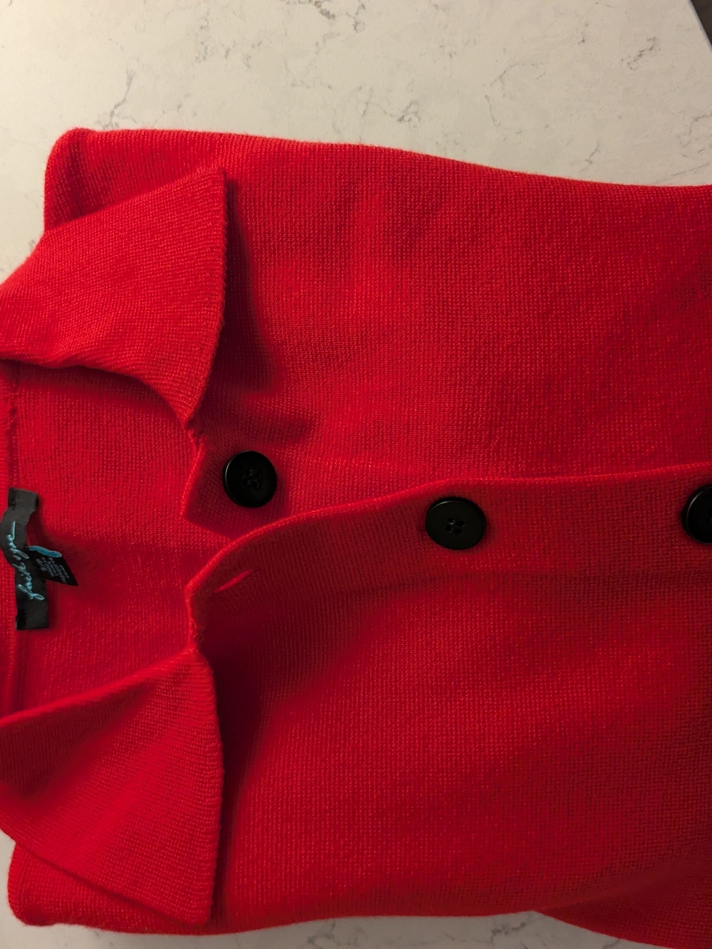 Faith & Zoe Red Button-Front Sweater Cardigan - Picture 3 of 5